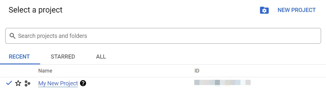 Select a project