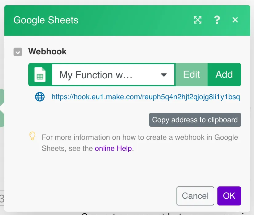 Generate a webhook