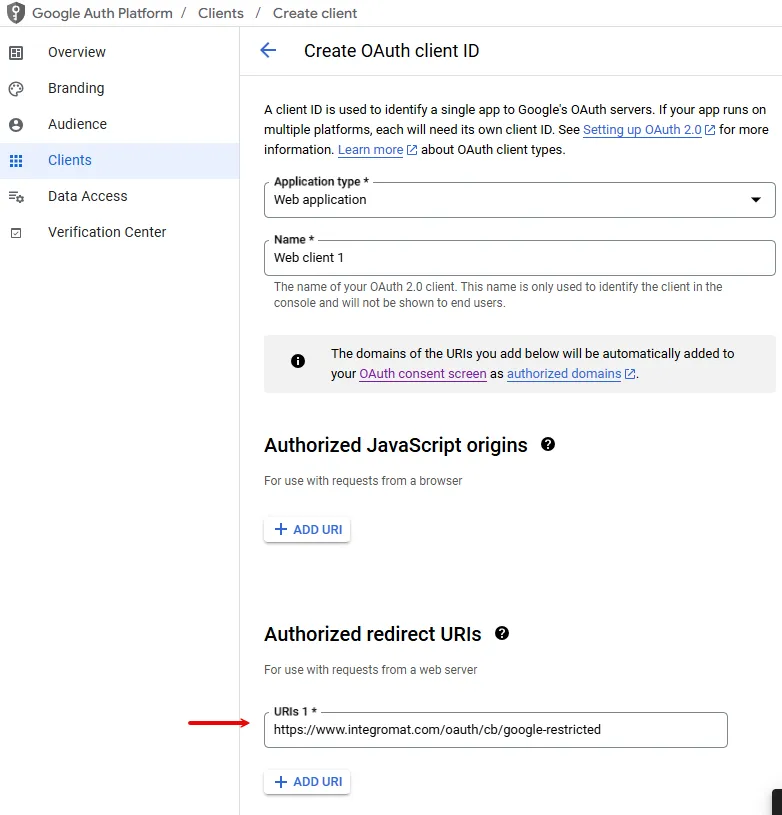 Authorize redirect URI