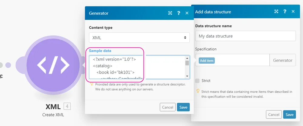 Create XML step 3