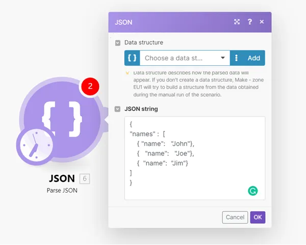 JSON without a data structure