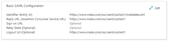 Basic SAML configuration