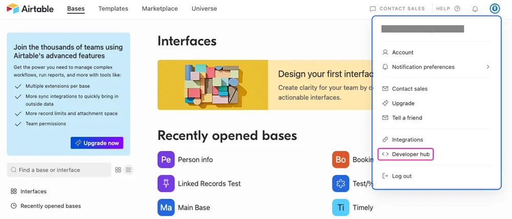 Airtable Developer hub