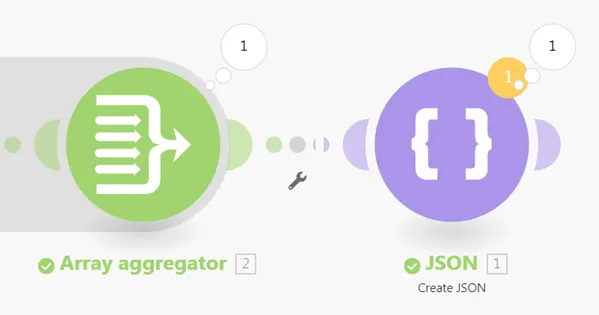 JSON module after Array aggregator