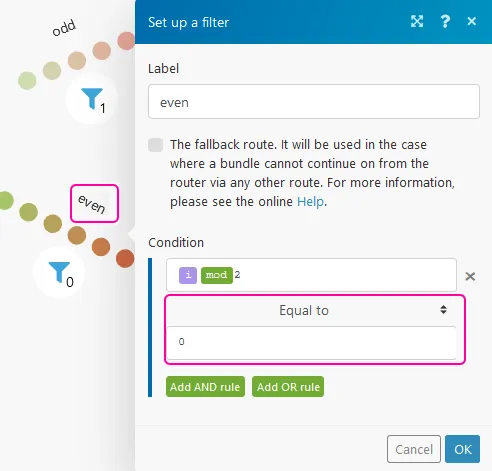 Set numeric operator - even