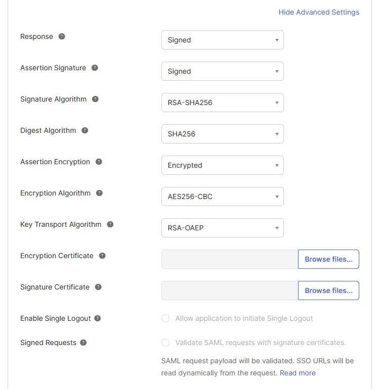Advanced settings