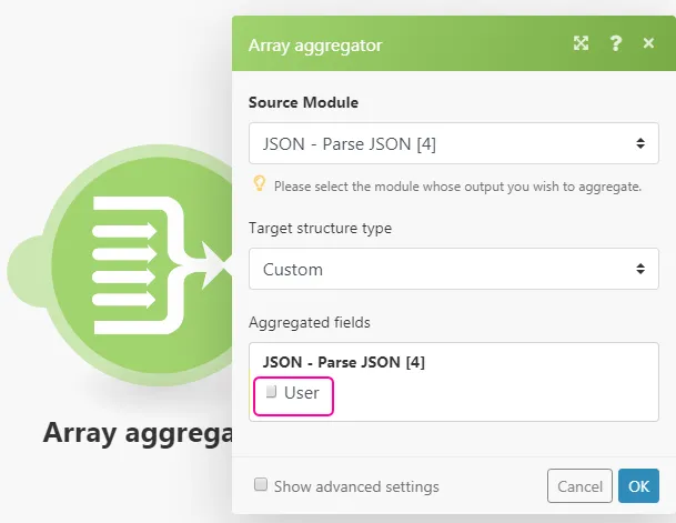 Array aggregator  field
