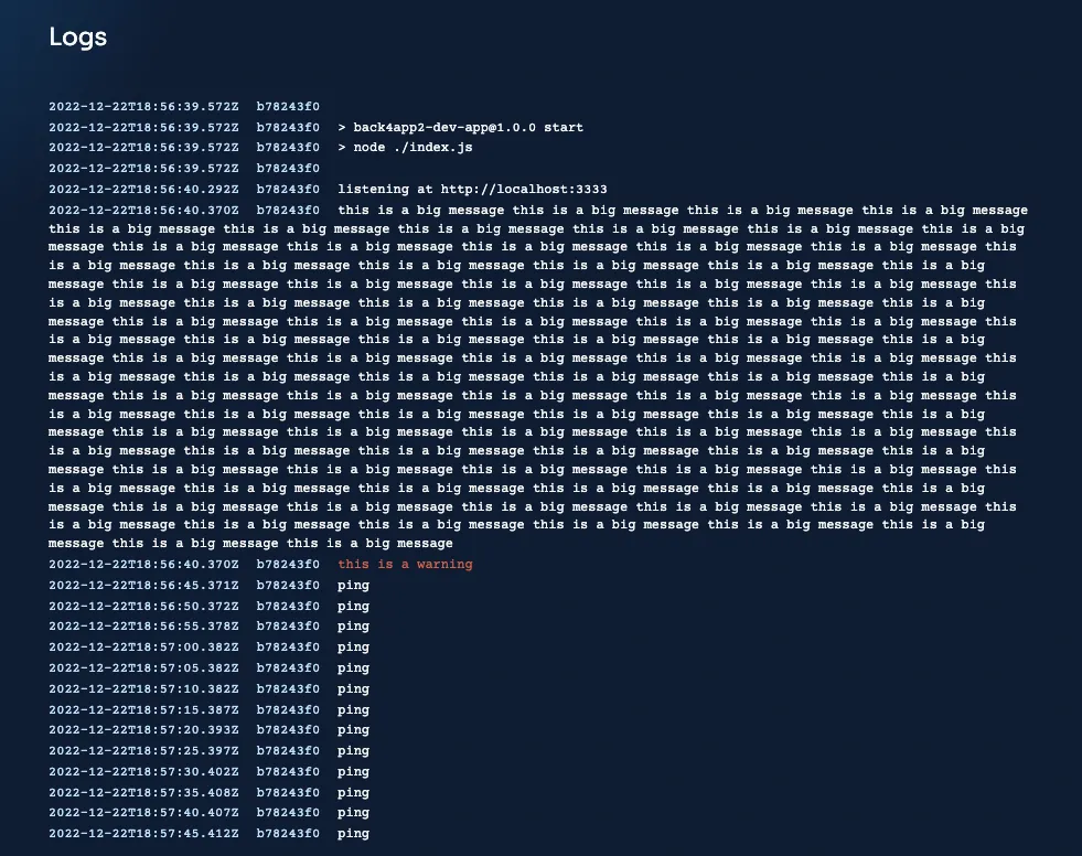 Logs App Page