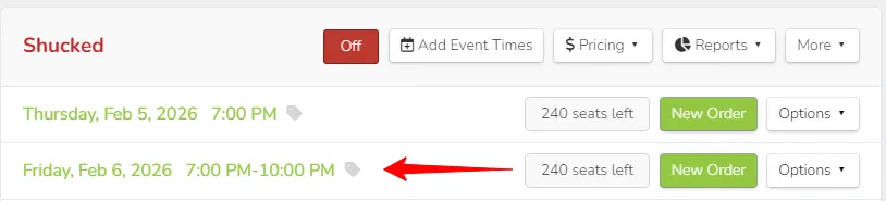 Event time with End Time - Admin Panel