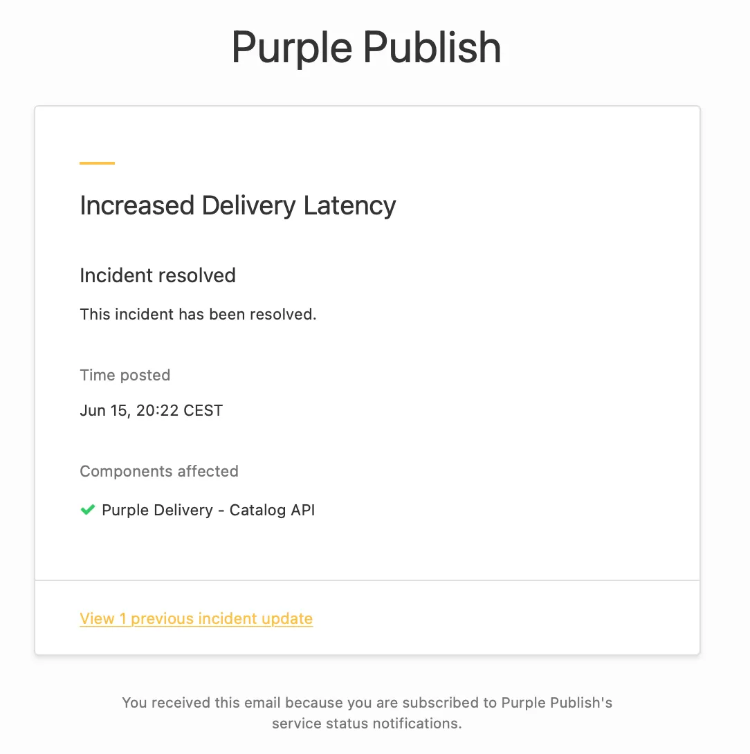 Alert email example