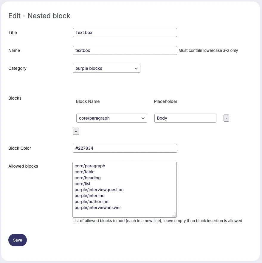 Editing a nested block definition