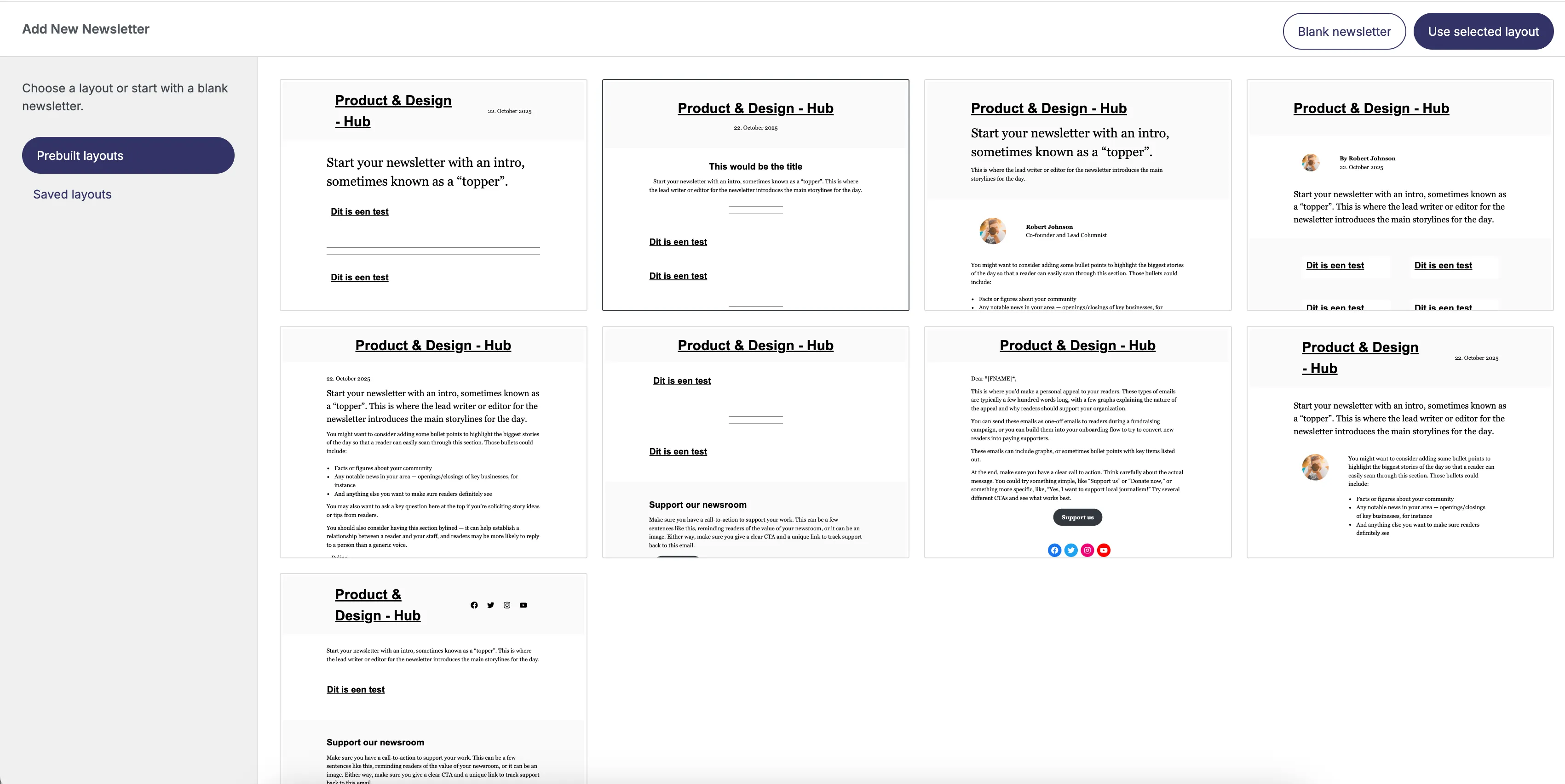 Template overview