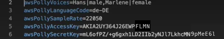 Example TTS configuration in config.properties file