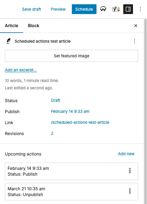 With scheduled actions activated With scheduled actions activated