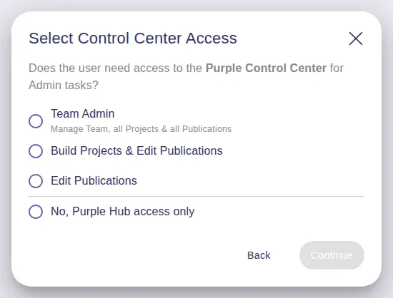 Step Select Control Center Access