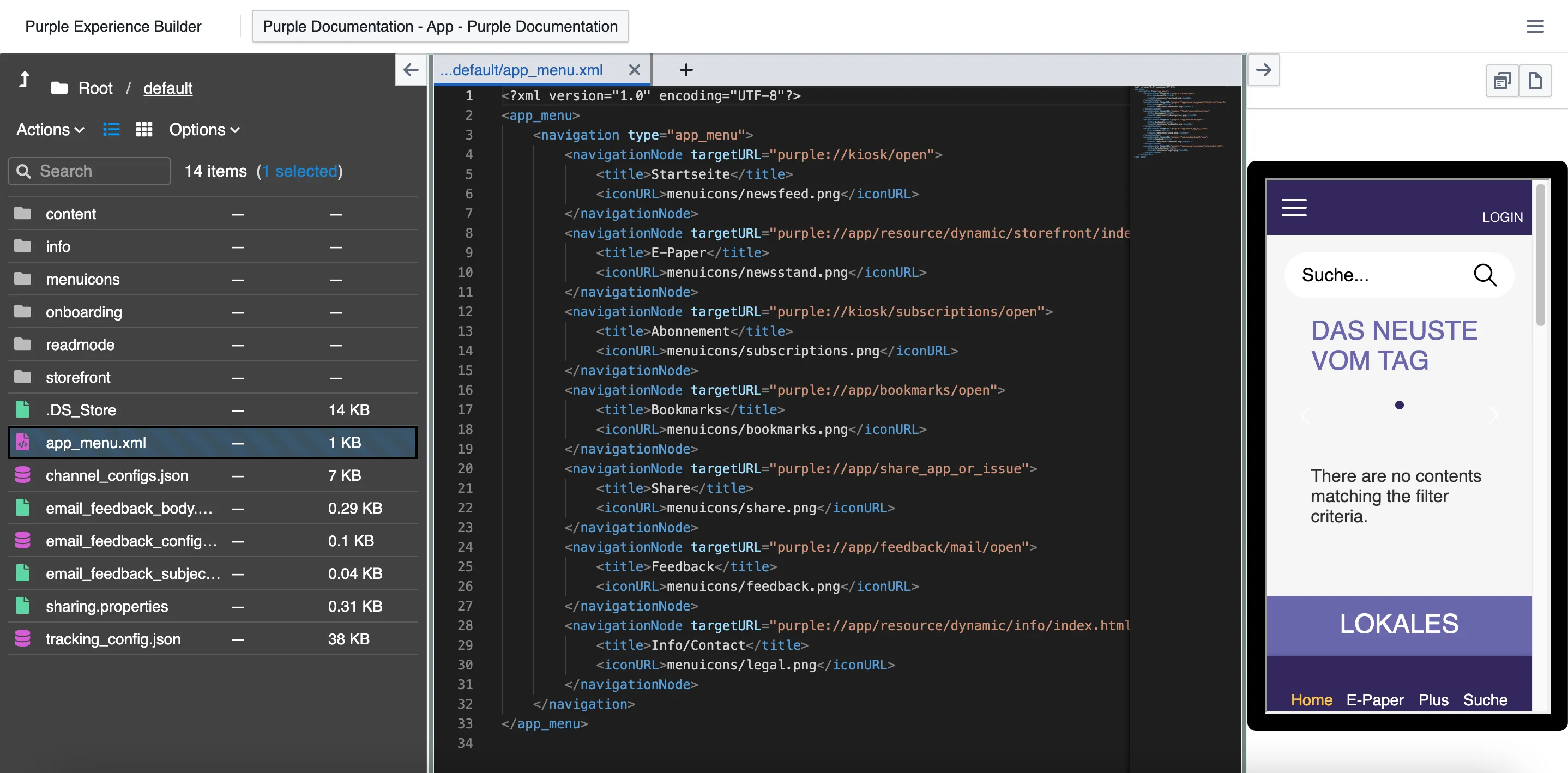 app_menu.xml in Experience Builder