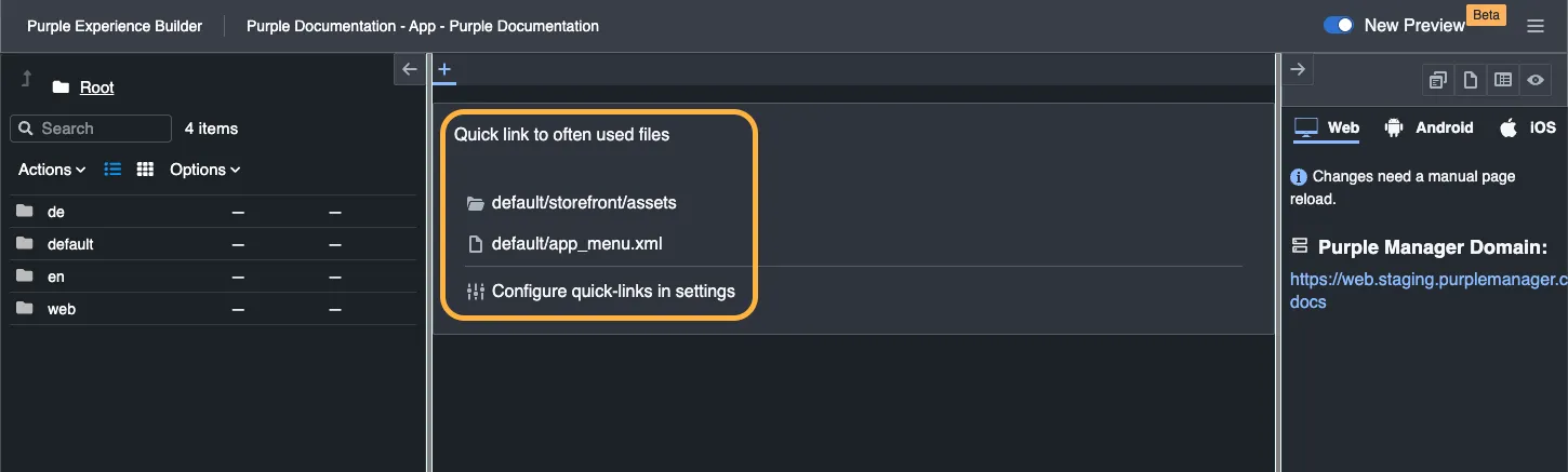 Quick Links in Editing Pane