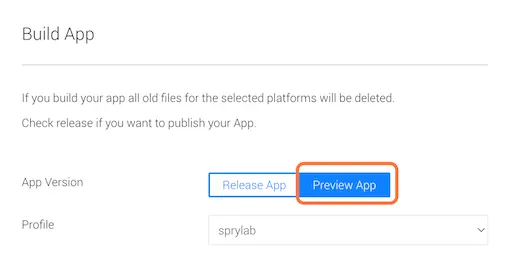 Click on 'Preview App'