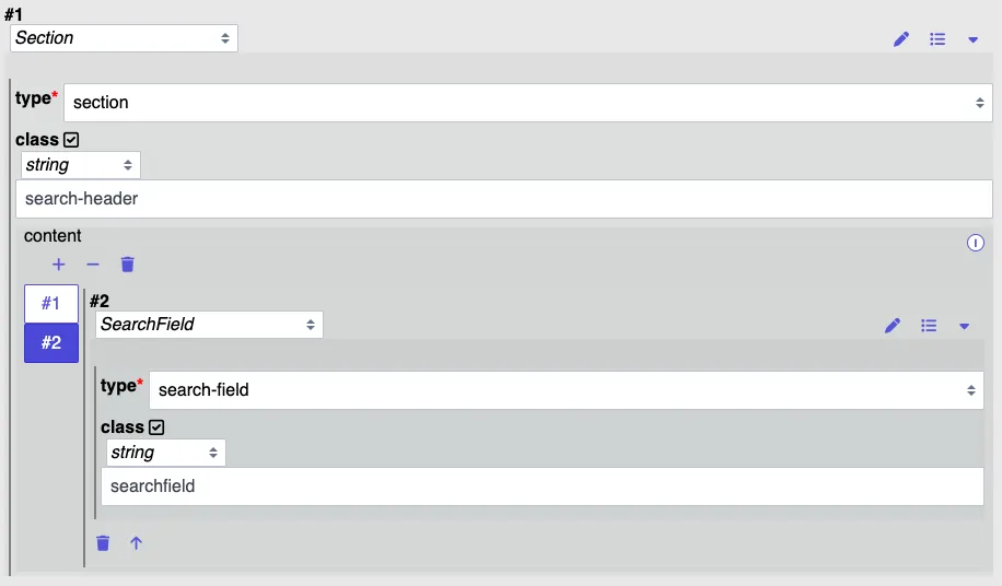 Search Field Component in views.json