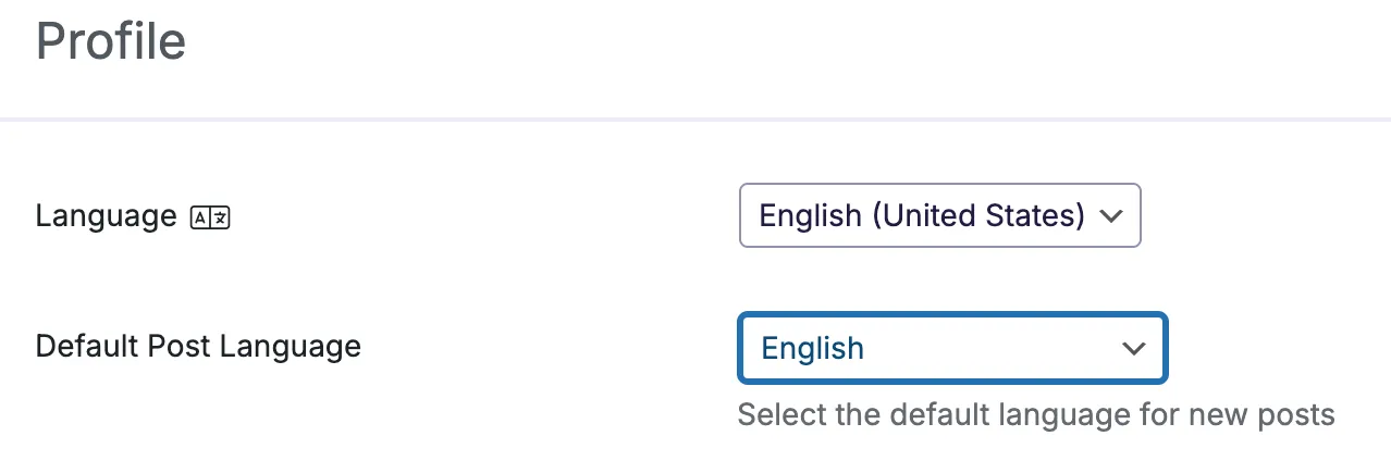 Default post language dropdown Default post language dropdown