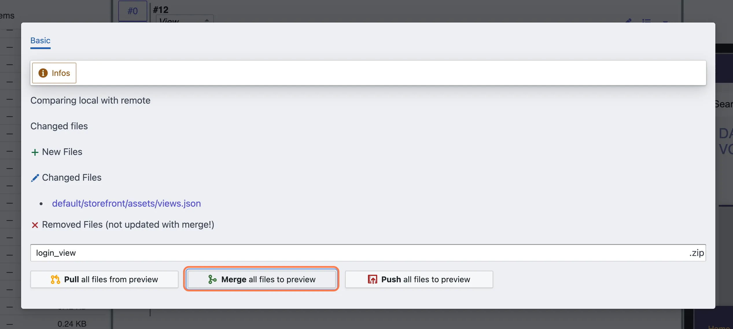 Click on 'Merge all files to preview'