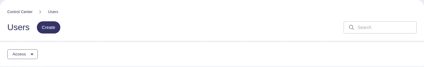 The Create button next to the Users title