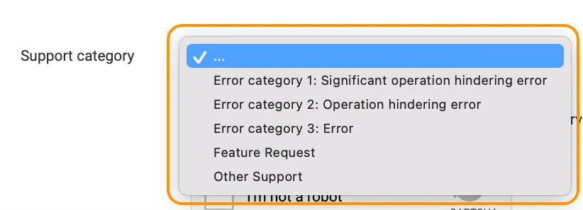 Support categories