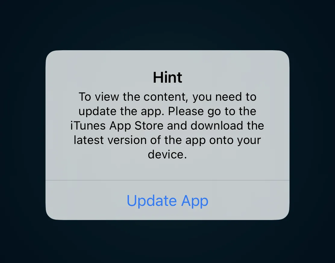 Forced update Forced update dialogue