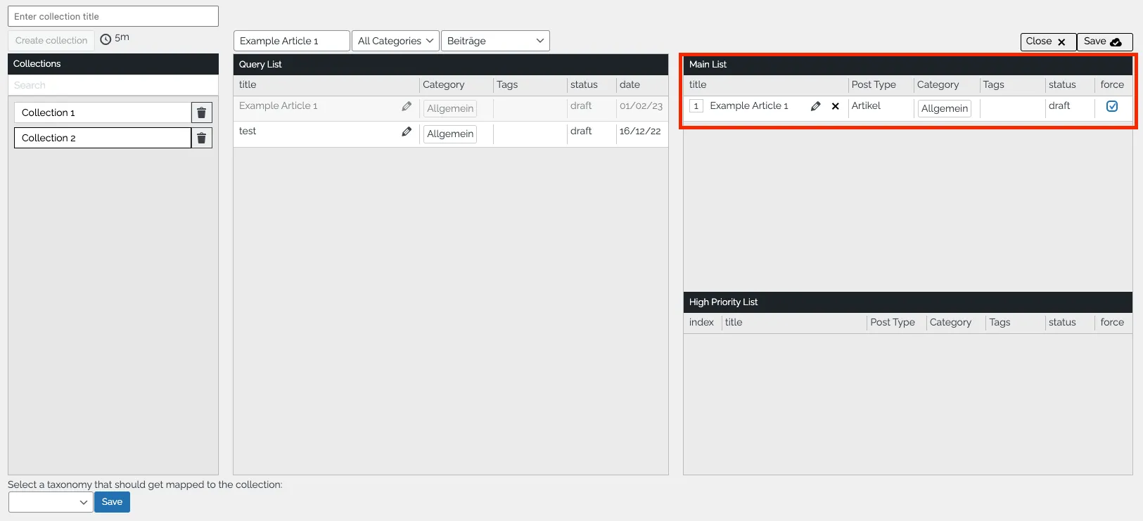Article with checked "Force" option