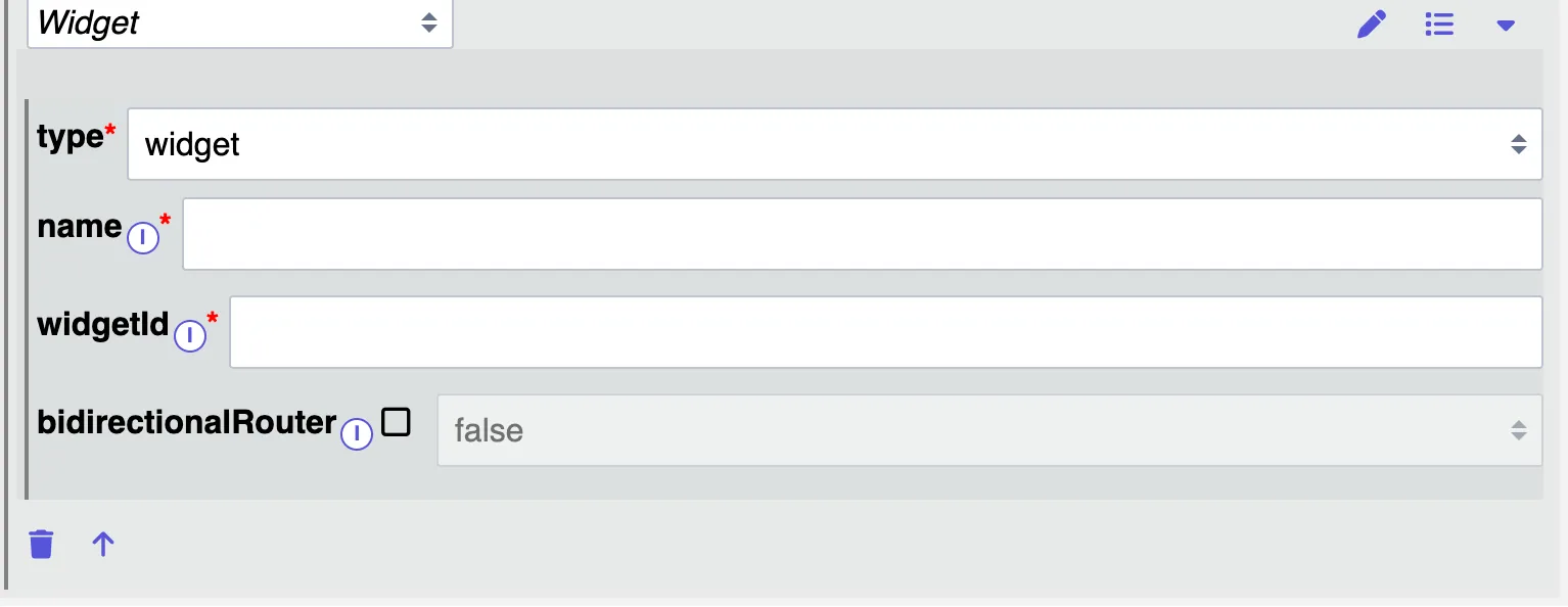 The widget Component can be configured in any view in the views.json