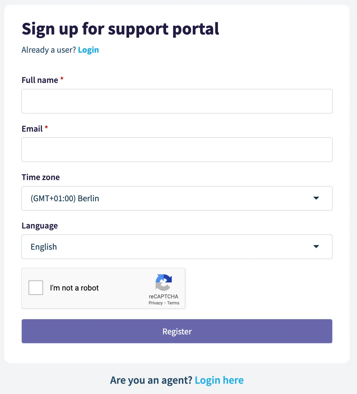 Sign up form