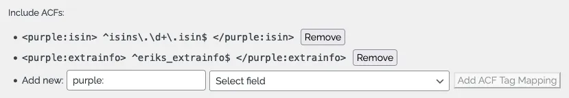 Custom field RSS feed configuration
