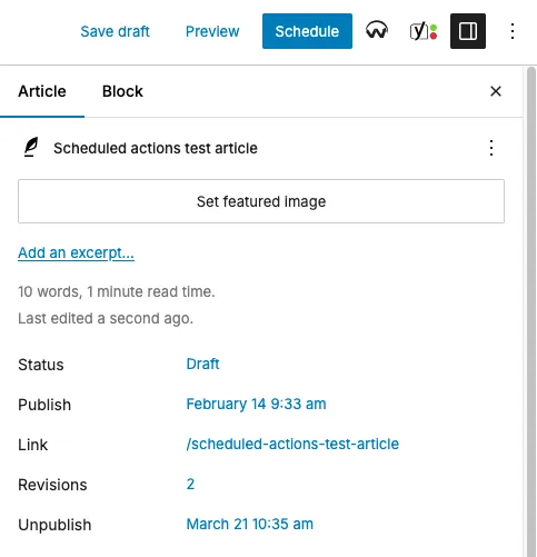 Before activating scheduled actions Before activating scheduled actions