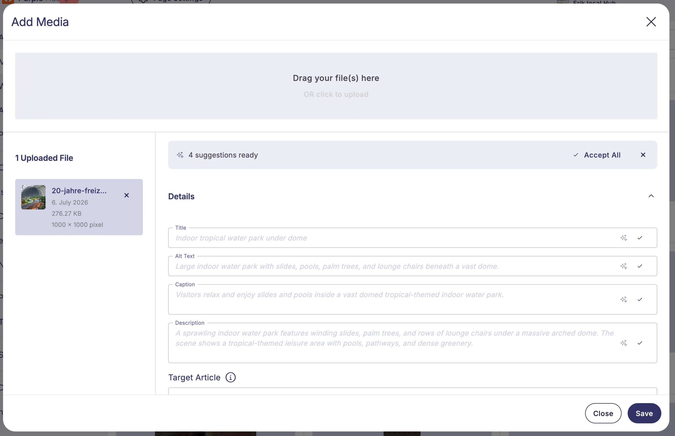 Automatically generated suggestions