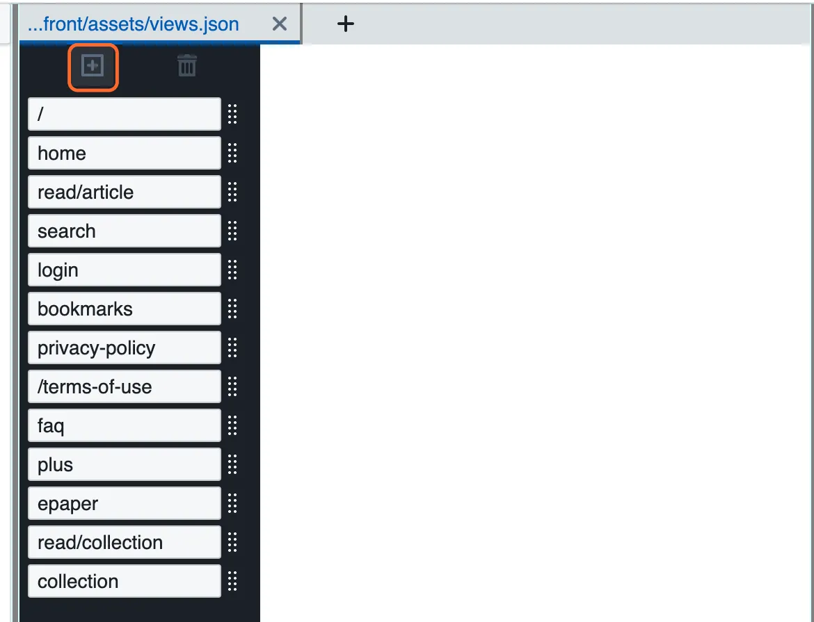 Click on the '+' button