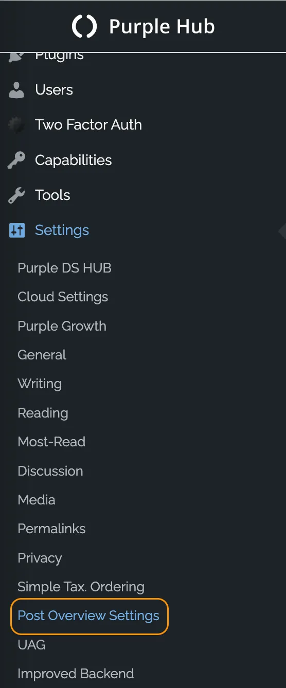 'Post Overview Settings' 'Post Overview Settings'