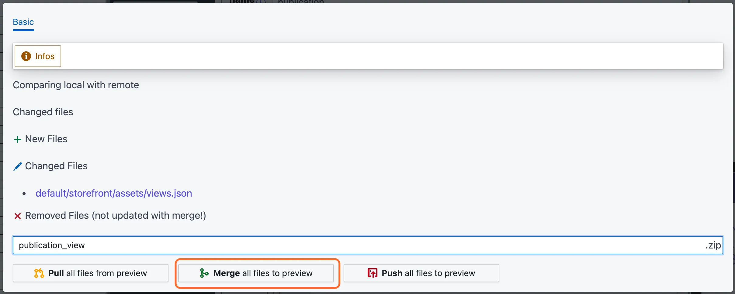 Click on 'Merge all files to preview'