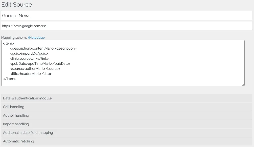 Sample setup page