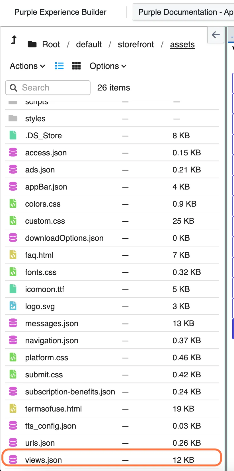Click on 'views.json'