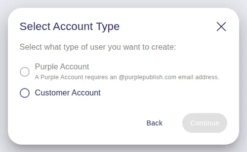 Step Select Account Type