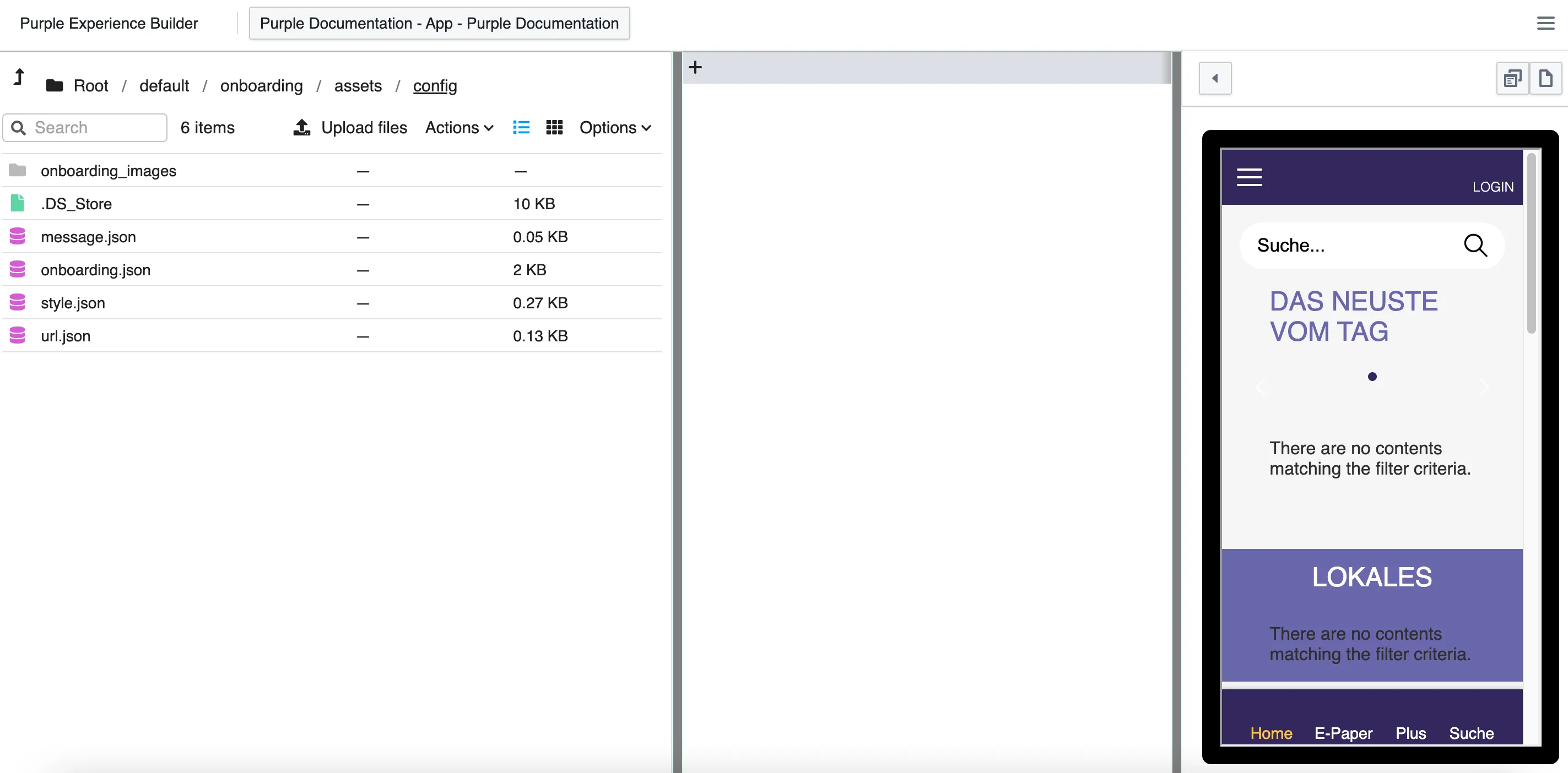 Onboarding folder in Experience Builder