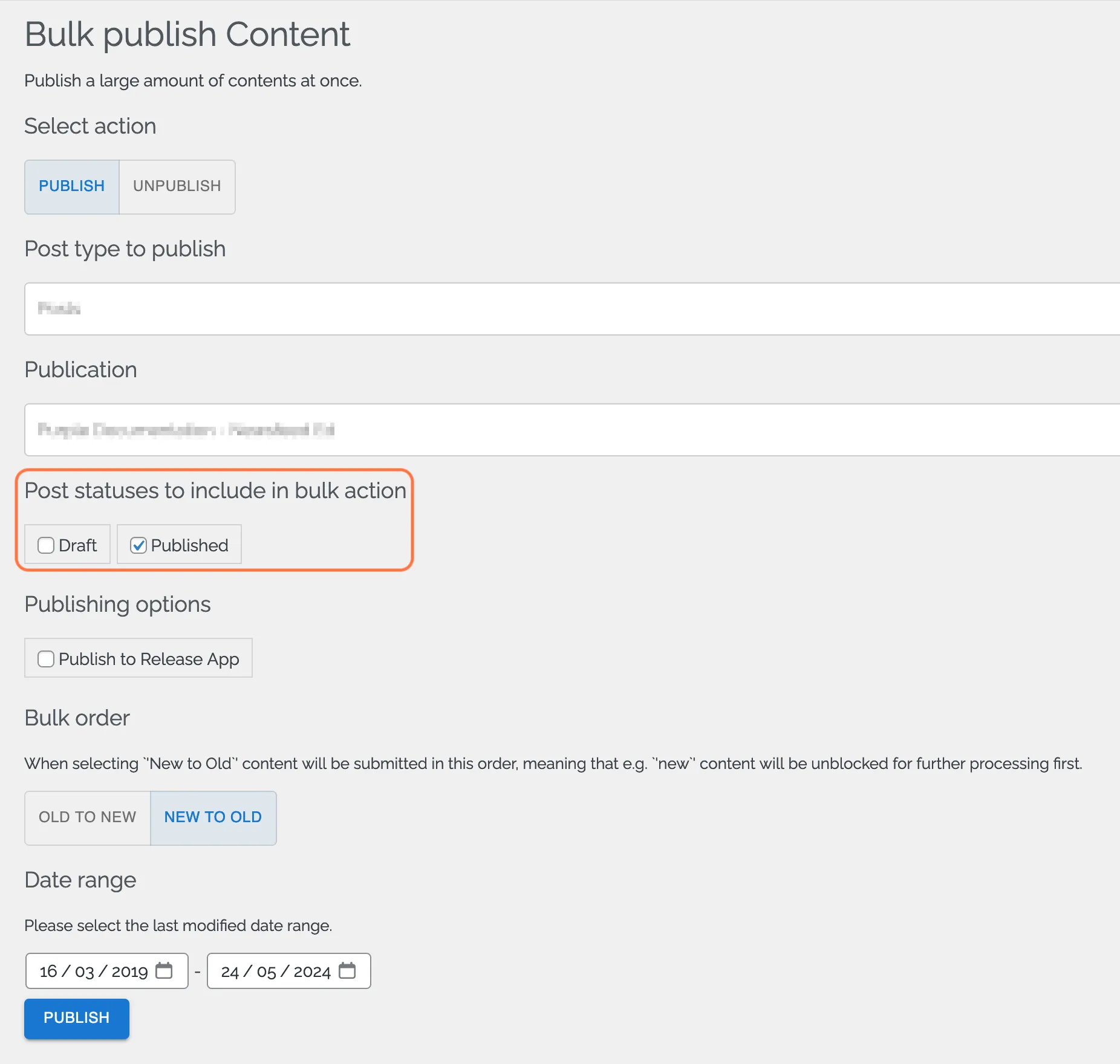 Select Post Status to include