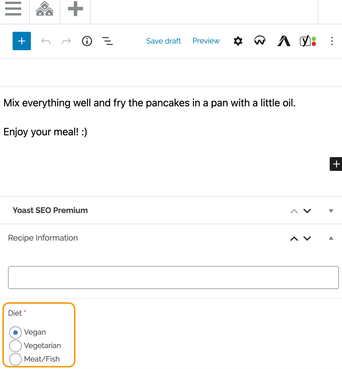 Custom fields below an article