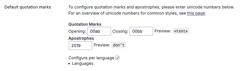 Defining the quote and apostrophe characters
