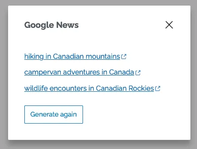 Search suggestions dialogue Search suggestions dialogue