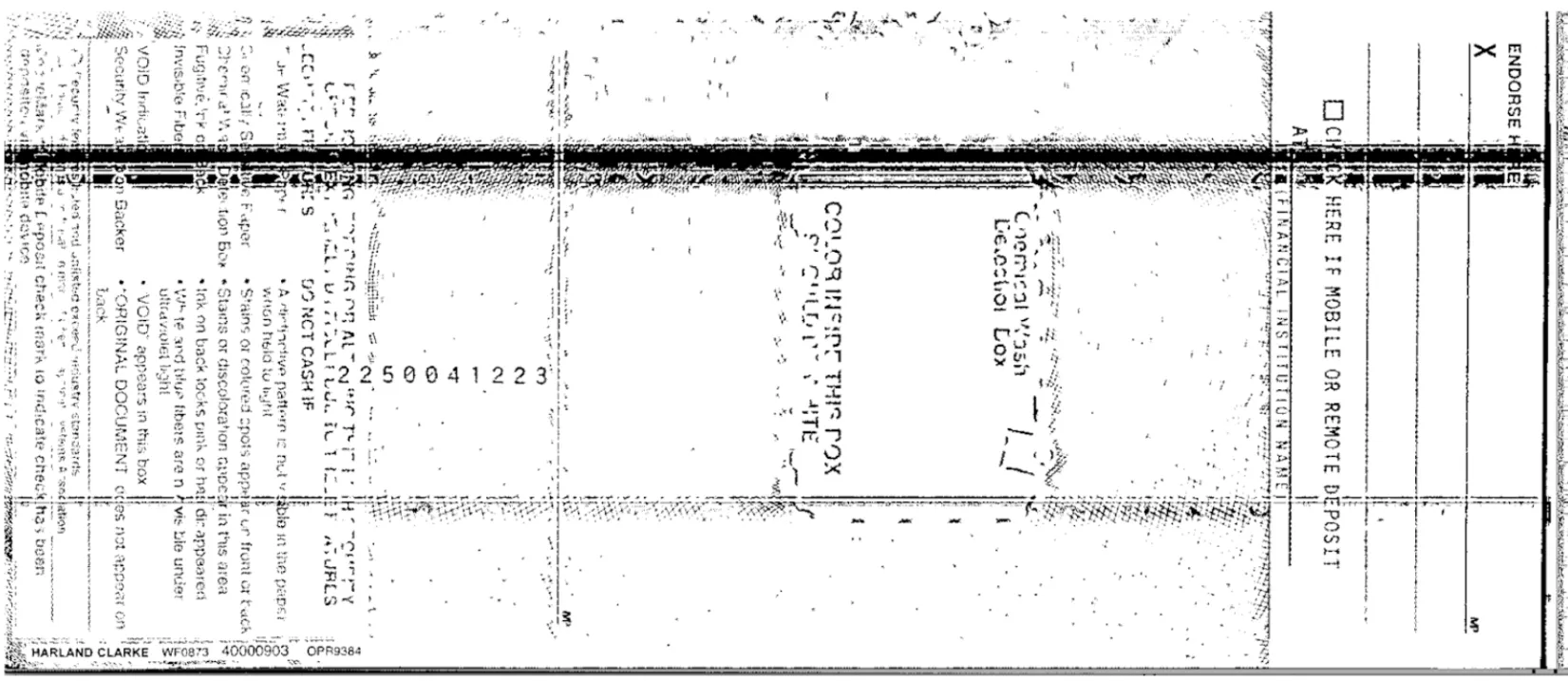 Back view of check Back view of check