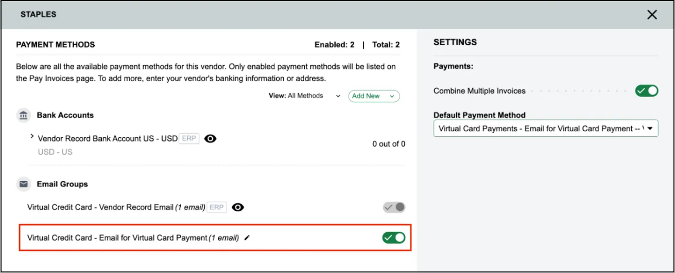 Payment Methods - Email Groups