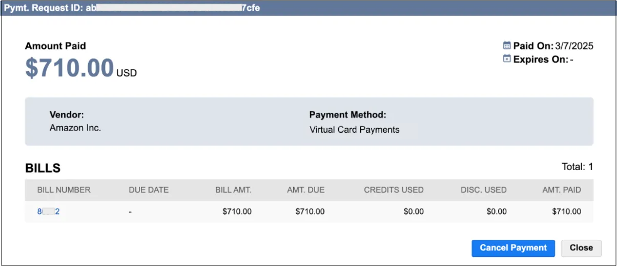 Payment Details - Amount Paid