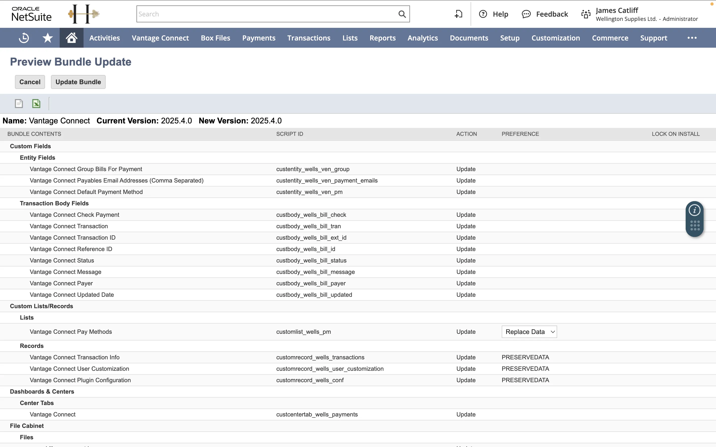 Preview Bundle Update - bundle contents list Preview Bundle Update - bundle contents list