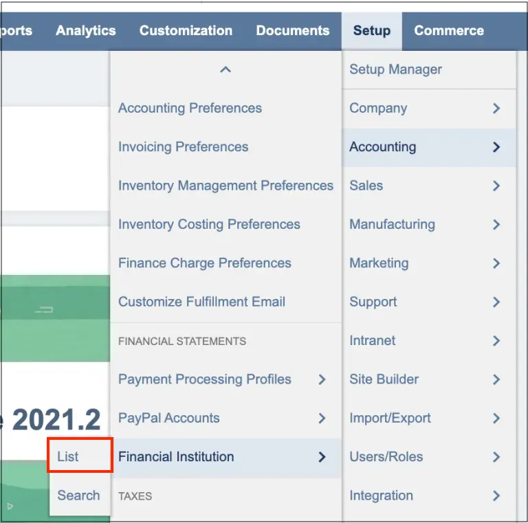 List Financial Institutions List Financial Institutions